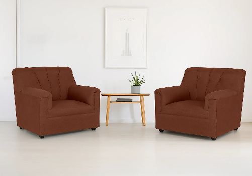Jute Sofa 1 Seater (Brown) (Set of 2)